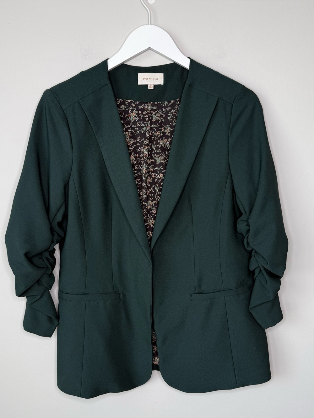 Skies are Blue | Green Gathered Sleeve Blazer Sz M